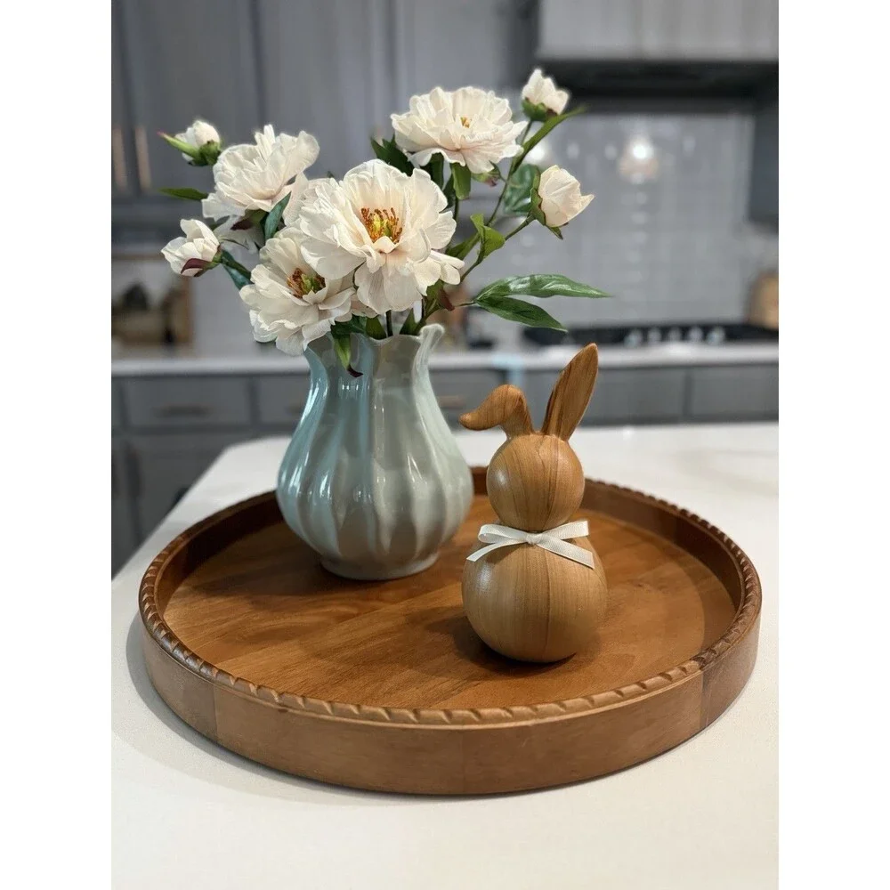 10” Decorative Ceramic Bunny Rabbit| Neutral Pottery Barn Style Spring Decor - Picture 9 of 10